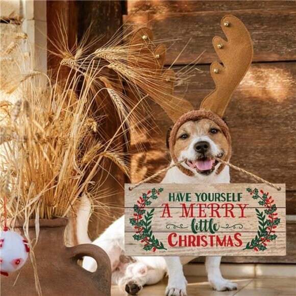 Christmas Door Hanging Sign Big Wall Wood Winter Decorations Indoor Outdoor Sign - Picture 3 of 6